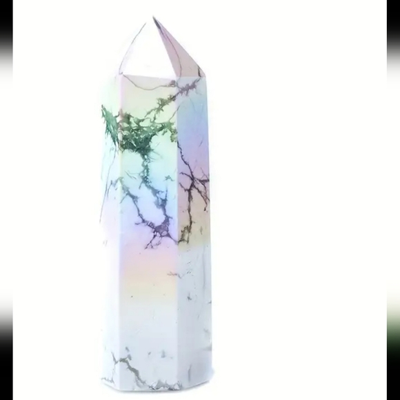 Natural Aura Howlite Crystal Point Electroplating Wand Stone Energy - Picture 6 of 10
